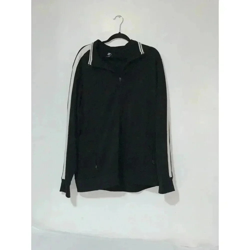 Men's Starter Track  Sweater  Black White Athletic Size 2XG Full Zip